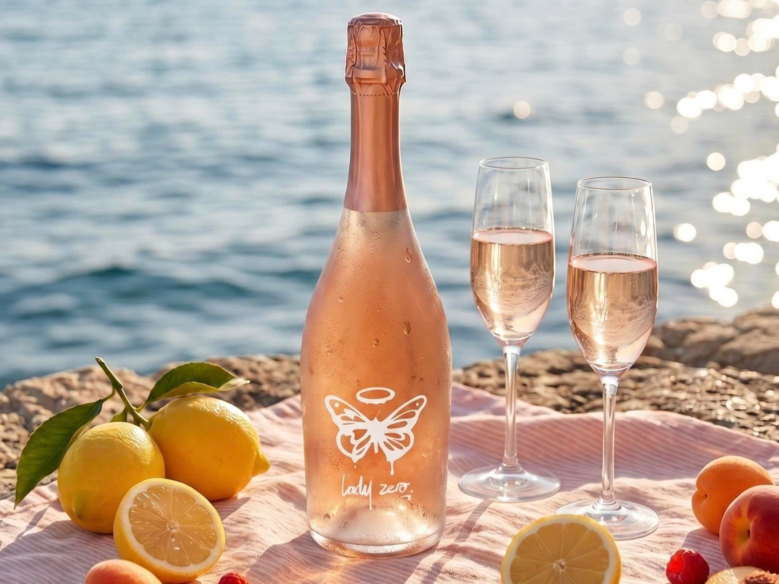 a Seaside setting with wine and fresh produce