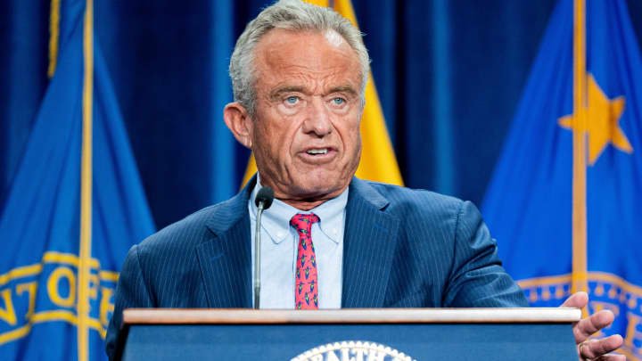 Secretary of Health and Human Services Robert F. Kennedy Jr. speaks during a press conference at the Health and Human Services headquarters in Washington, Feb. 23, 2026.