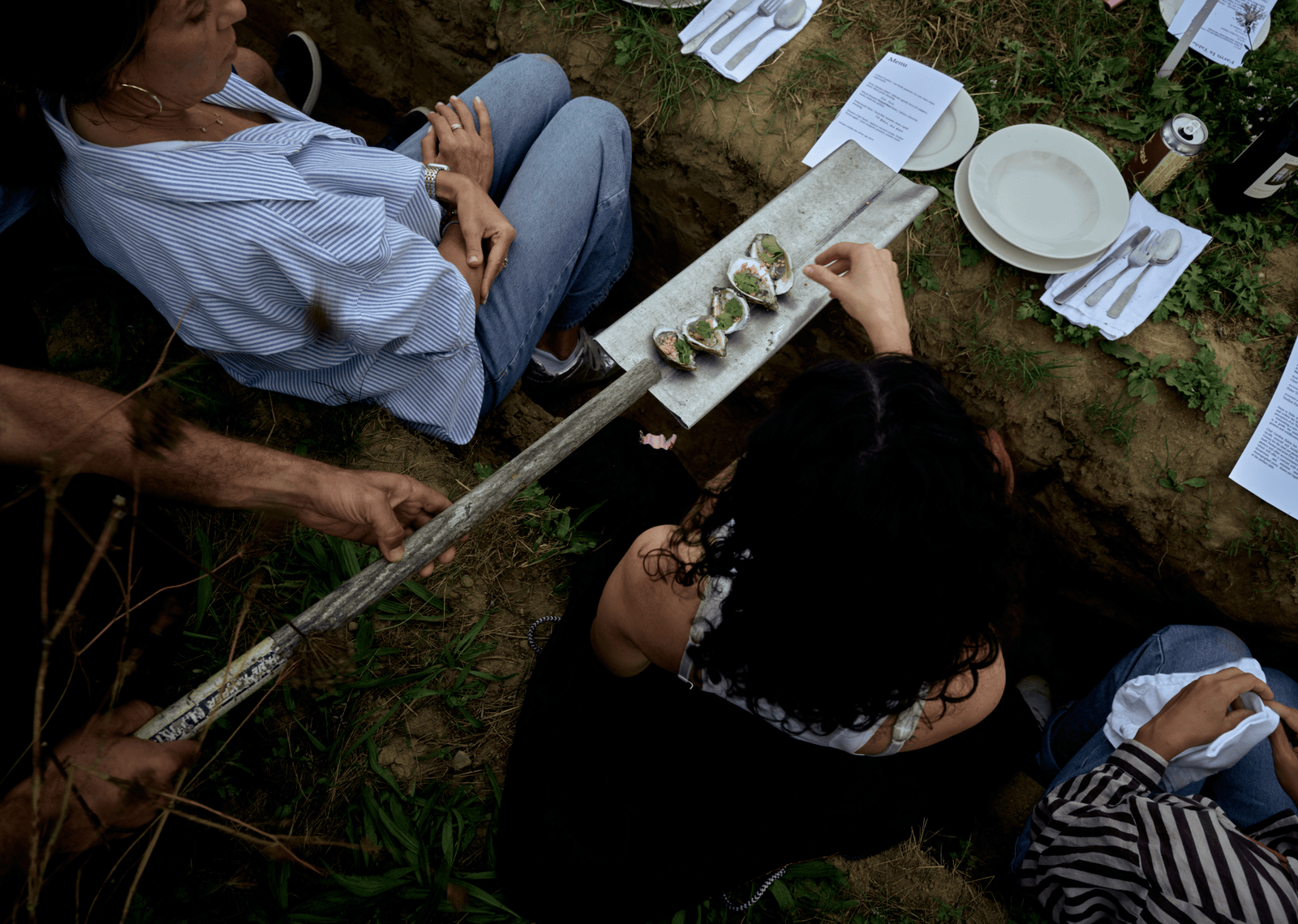 Farm Is Table served oysters on repurposed irrigation pipes from Treiber Farms. Credit: Claire Esparros