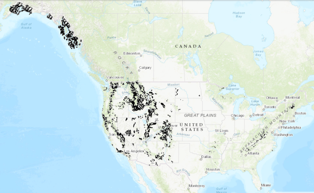 The nation’s inventoried roadless areas are primarily in the western US and include large parts of southeast Alaska, where 14