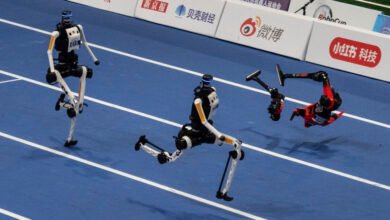 World humanoid robot games show runners breaking records, bursting into flames