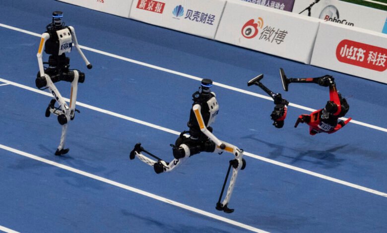 World humanoid robot games show runners breaking records, bursting into flames World humanoid robot games show runners breaking records, bursting into flames