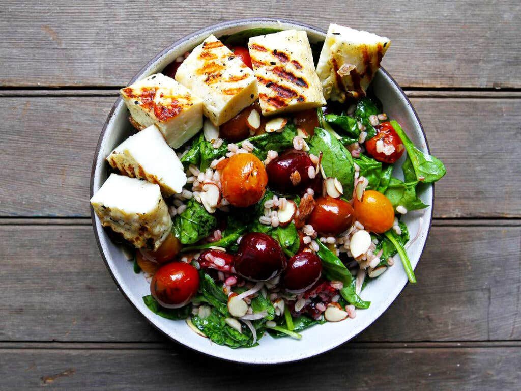 Grilled Halloumi and Cherry Salad Grilled Halloumi and Cherry Salad
