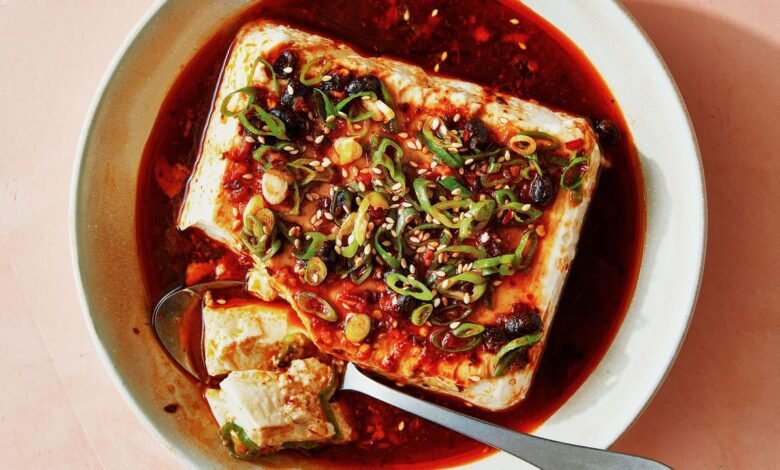 Cold Silken Tofu With Chili Crisp Dressing Cold Silken Tofu With Chili Crisp Dressing