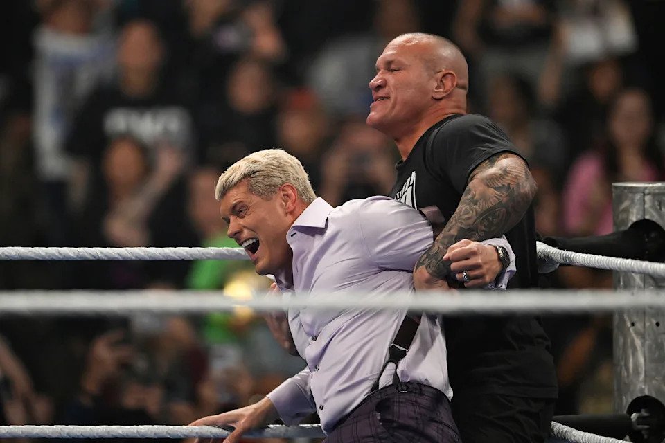 SAN JOSE, CALIFORNIA - APRIL 10: Randy Orton in action against Cody Rhodes during SmackDown at SAP Center on April 10, 2026 in San Jose, California. (Photo by Eakin Howard/Getty Images)