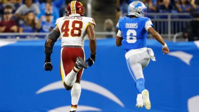 Dobbs overcomes two turnovers with long TD run as Lions beat Commanders, 17