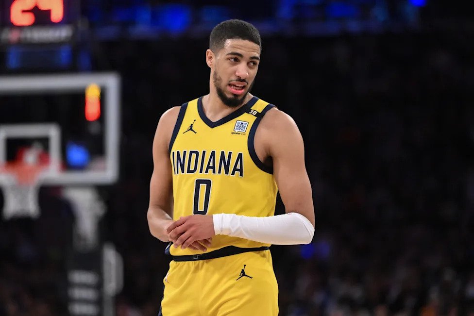 Feb 10, 2024; New York, New York, USA; Indiana Pacers guard Tyrese Haliburton (0) during the fourth quarter against the New Y