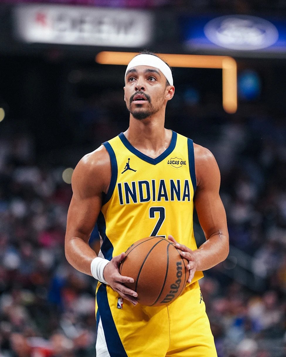 Pacers guard Andrew Nembhard lines up a free throw as Indiana hosts the Los Angeles Lakers on Wednesday, March 25, 2026, at G