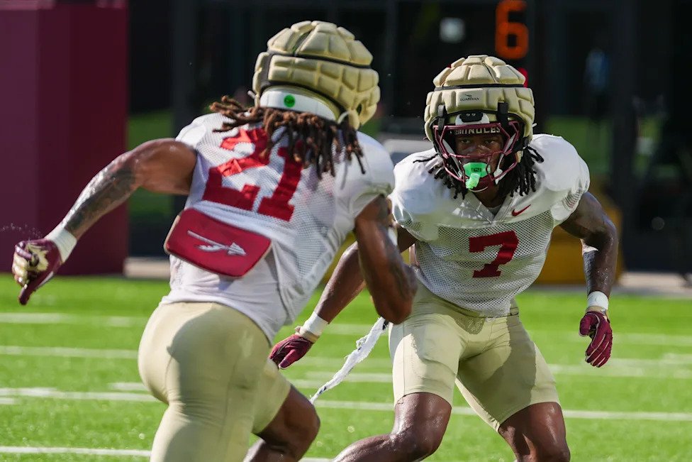The Florida State Seminole Ashlynd Barker (7) puts in work on the field with the first home game just a few weeks away, Thurs