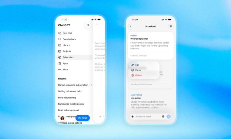 Free accounts can now access ChatGPT’s upgraded task scheduling tool Free accounts can now access ChatGPT’s upgraded task scheduling tool