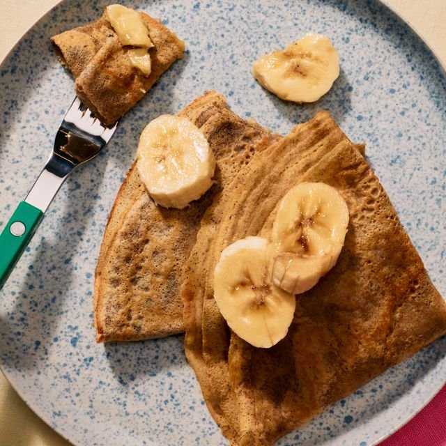 Image may contain Bread Food Pancake Crepe and Plate