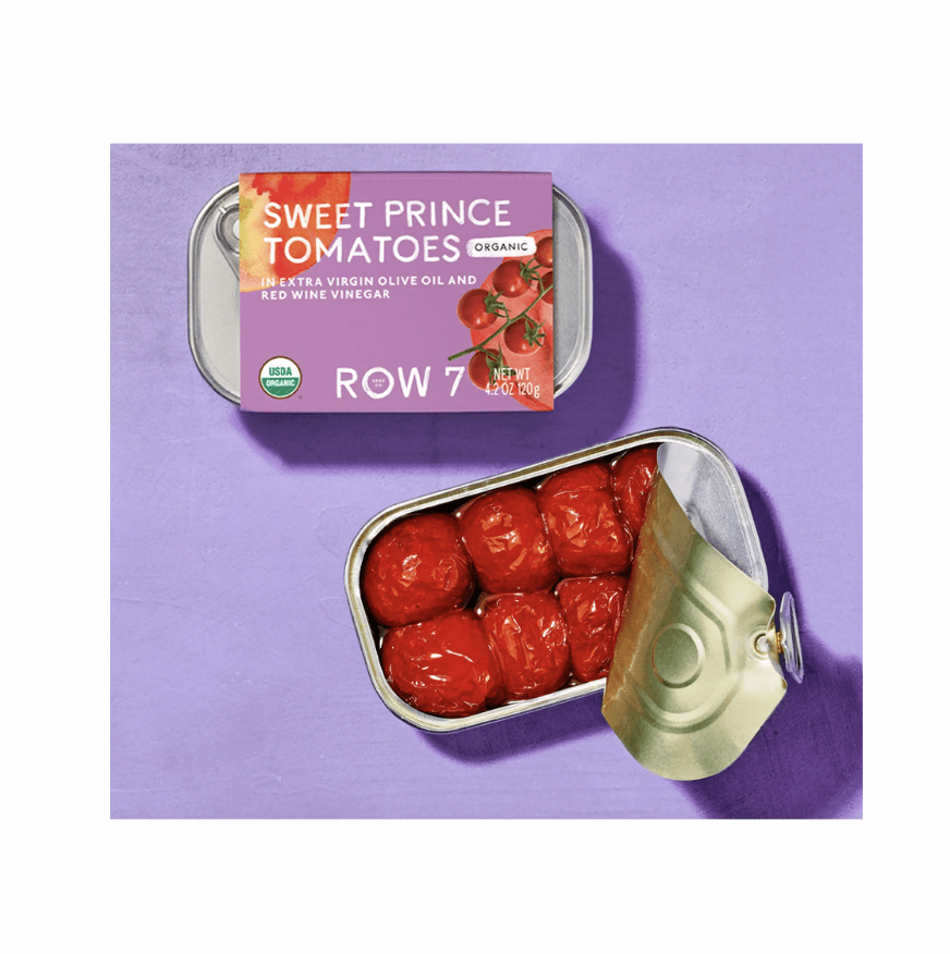 Row 7 tomato tins