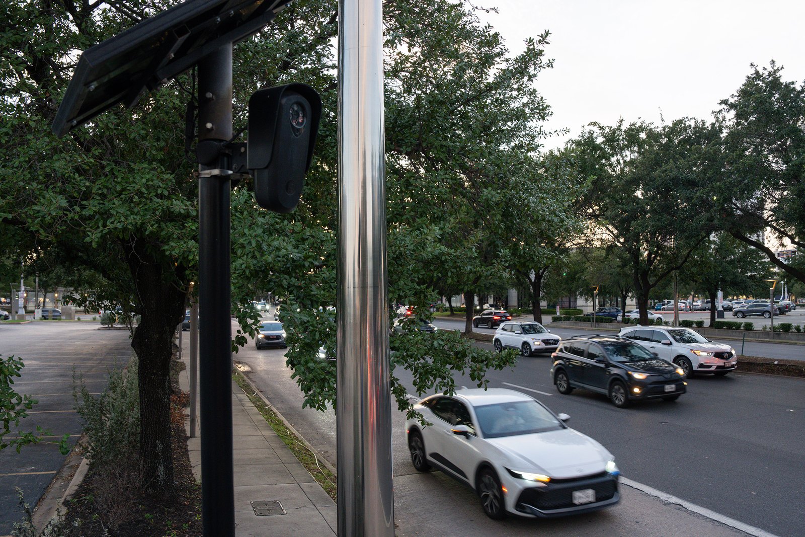 A Flock camera records drivers on Westheimer Road near The Galleria in Houston on Monday, Aug. 24, 2026.