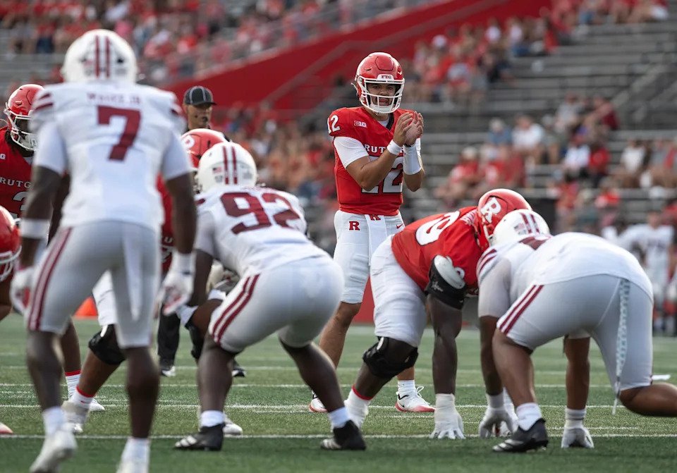 Massachusetts Minutemen at Rutgers Scarlet Knights football in Piscataway, New Jersey on Thursday, September 3, 2026. Rutgers quarterback #12 Dylan Lonergan.