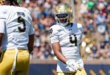 Notre Dame football lose Braunte Johnson, Jason Onye to possible injury