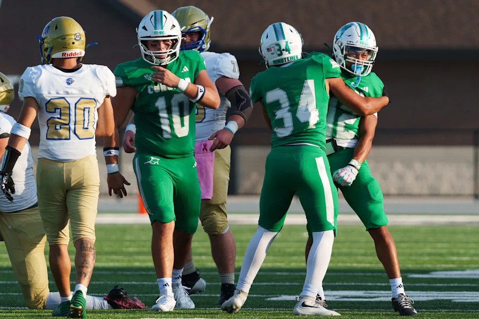 Concord celebrates after getting a stop during an IHSAA football game between Concord and Elkhart at Concord High School on F