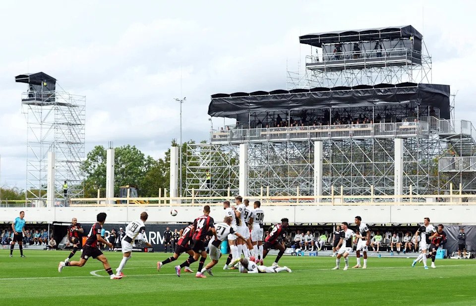 The north stand at Elversberg's ground is under construction, so the stadium currently only holds 9,000 people (Reuters)