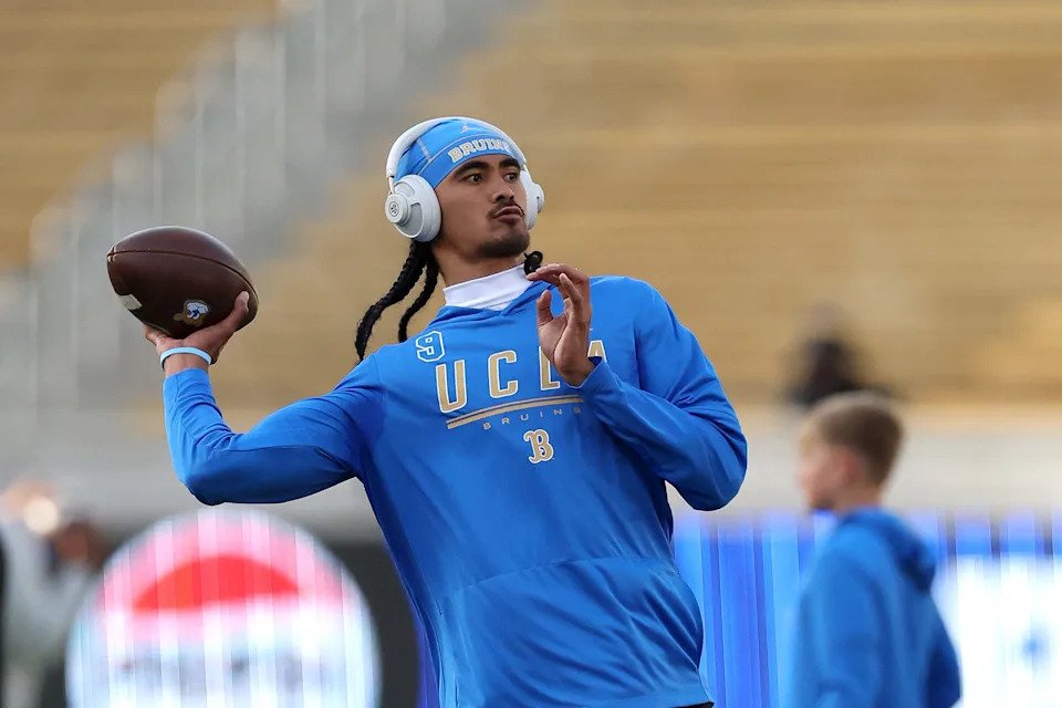 Nico Iamaleava of the UCLA Bruins warms up before their game against the California Golden Bears at California Memorial Stadium on September 5, 2026, in Berkeley, California.