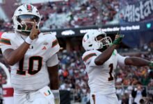 Mensah, Toney shatter Miami records in blowout of Stanford