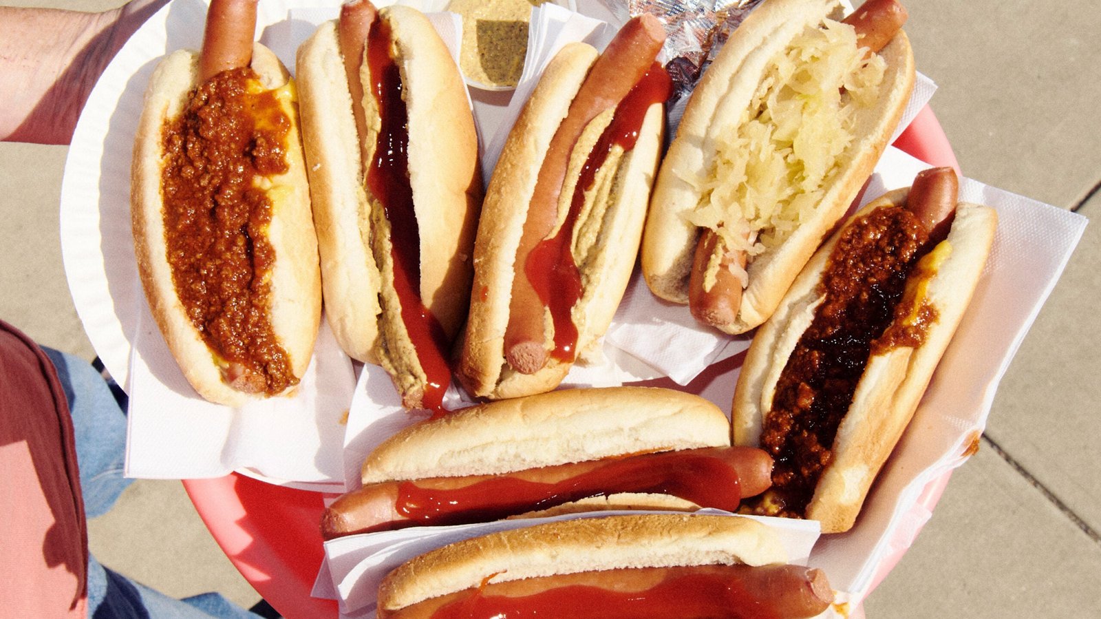 A selection of New York City hot dogs