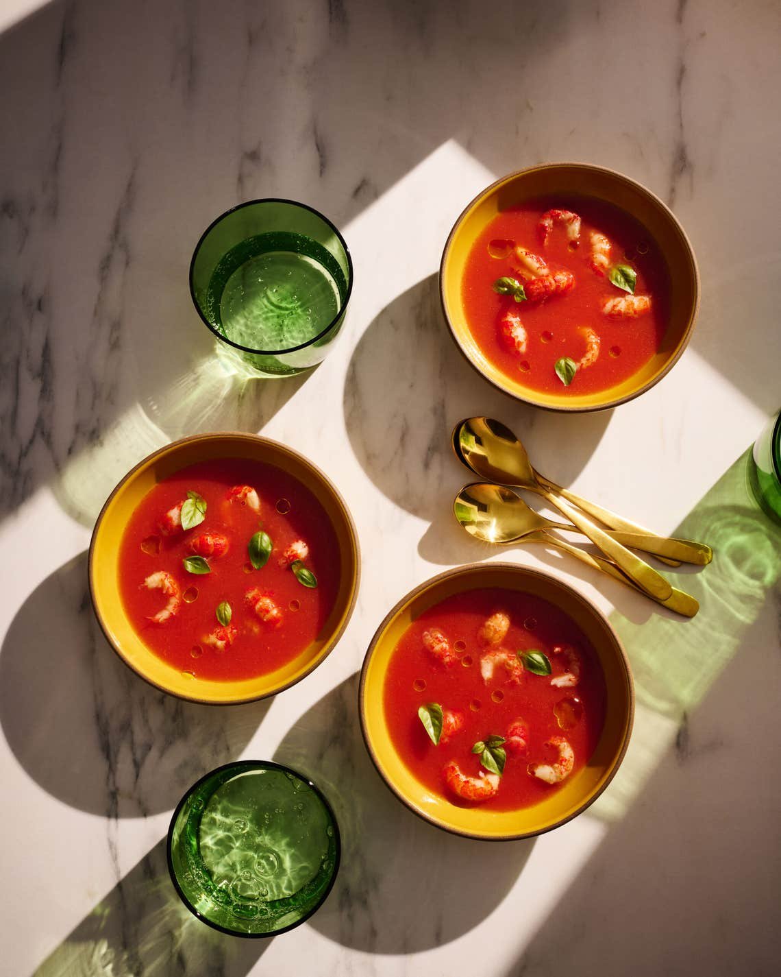 Fresh Tomato Soup With Basil and Crayfish Fresh Tomato Soup With Basil and Crayfish