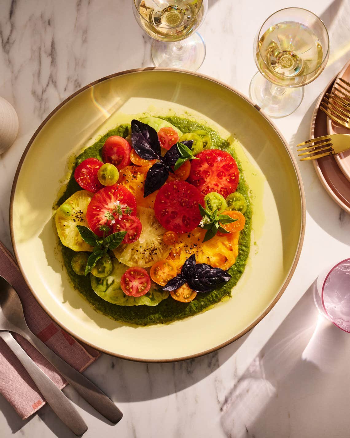 Tomato Salad With Basil-Pea Purée Tomato Salad With Basil-Pea Purée