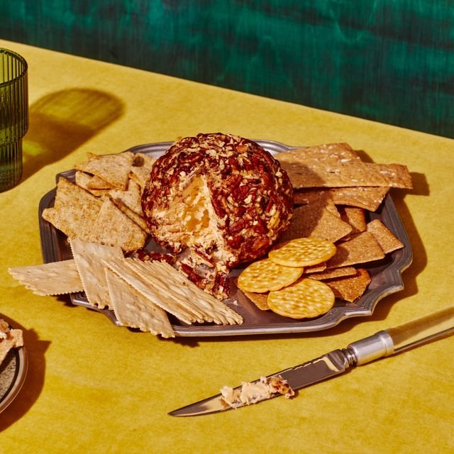 Classic Cheese Ball on a silver platter