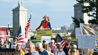 As Trump’s proposed arch looms over D.C., protesters pin their hopes on the midterms